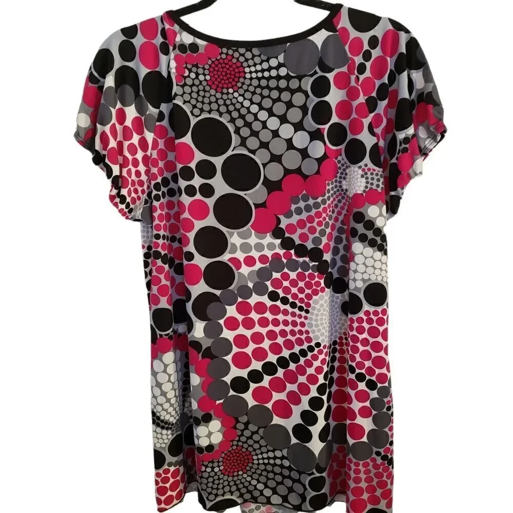 CDW Creative Design Works Cicle Patterned Scoop Neck Blouse - Picture 2 of 7